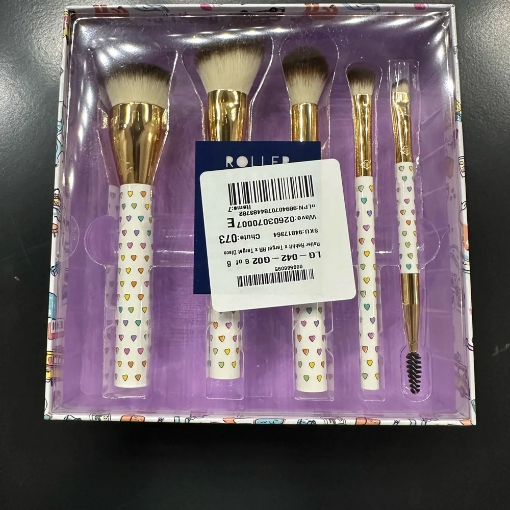 ROLLER RABBIT 🐰 x Target 🎯 Disco Hearts Makeup Brush set - NIP